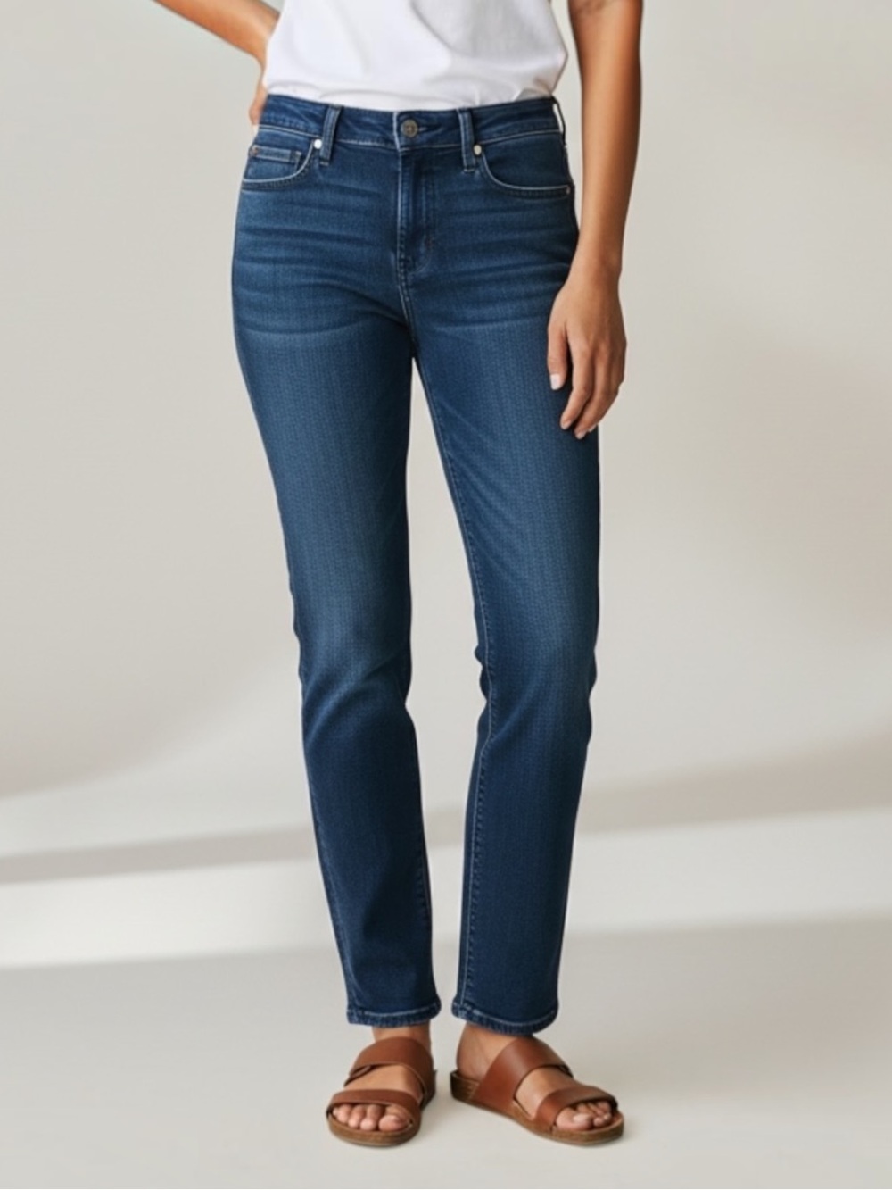 Style & Co. women’s jeans dark Blue SZ 12 large slim leg high rise denim #330